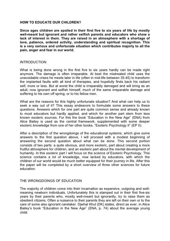 How to educate our children October 18 20131